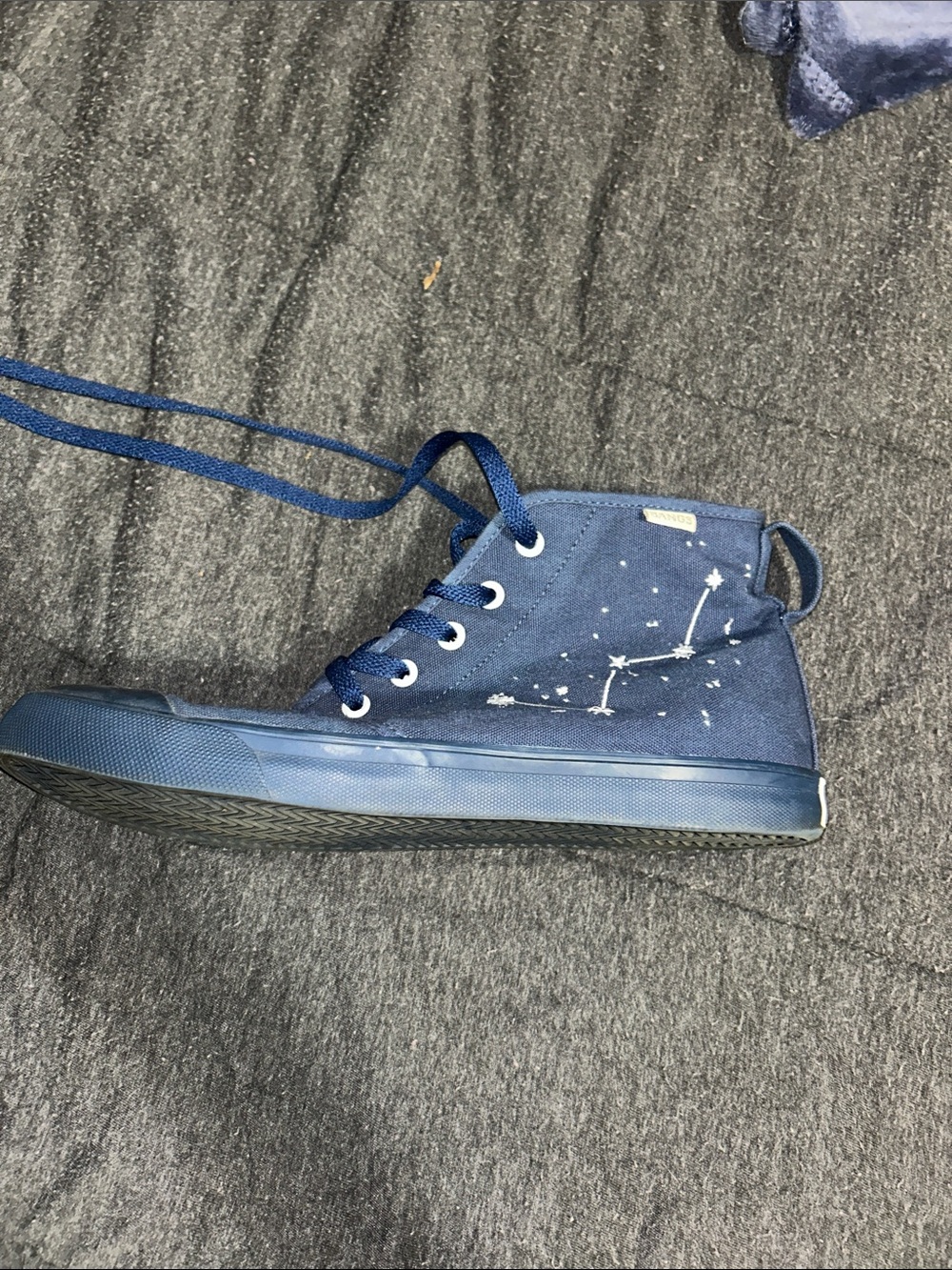 Bangs high top canvas sneakers with constellations embroidered on